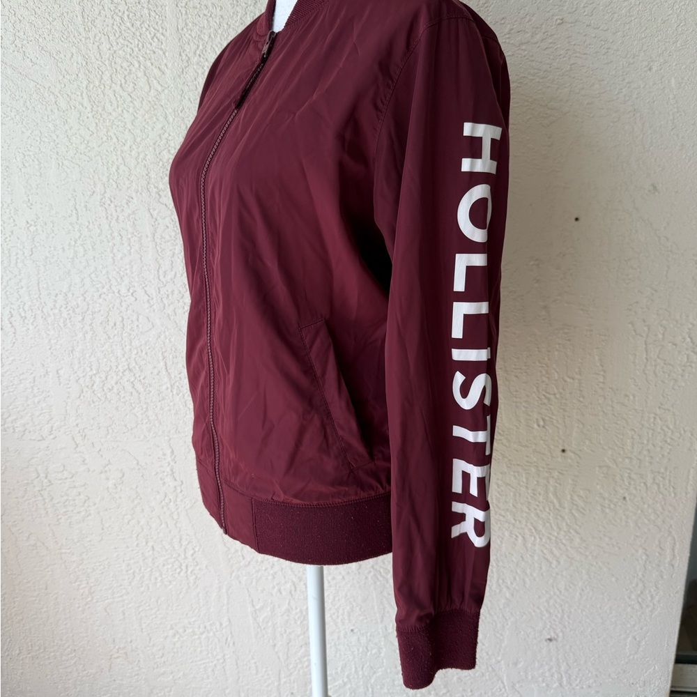 Hollister California bomber jacket mens windbreaker burgundy small Y2K